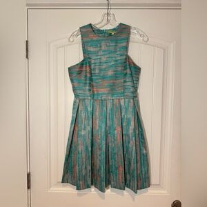 Gianni Bini Party Dress. Teal and Coral. Size Small.
